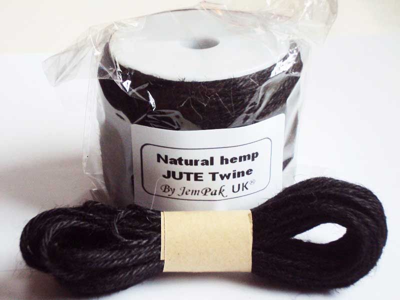JEMPAK UK® 10M x 2mm thick BLACK natural Hemp Jute Twine rope