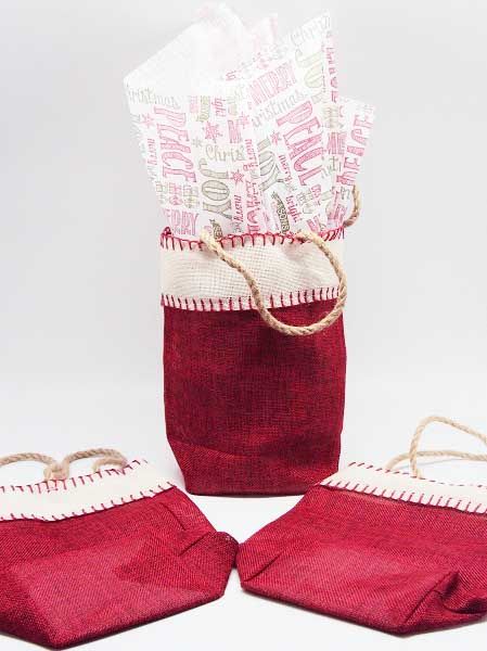 Printed Pattern Tote Bag, Wine Red
