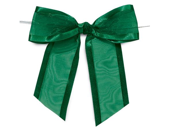 4 X 3-1/4 Red Satin Pre-Tied Bows With Twist Ties